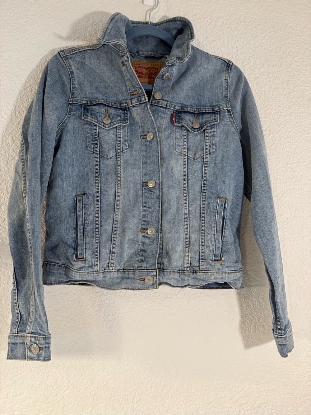 Levi's Original Trucker Jacket Women's M Medium Jeanie Stretch Denim Button Down